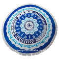 Custom Velour Urchin Round Patterned Round beach towel with Tassels Fringe BT-347 China Supplier